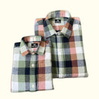 Classic Olive Brown Checks Dad n Son Twinning Shirts