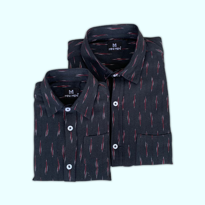 Black Ikat Dad n Son Shirts