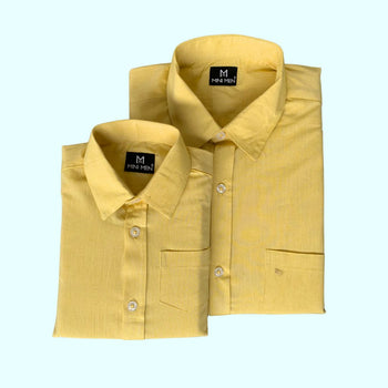 Lemon Yellow 100% Cotton Dad n Son Twinning Shirts