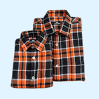 Orange Black Checks Dad n Son Twinning Shirts