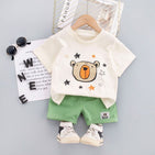 Pastel Bear T Shirt Shorts set