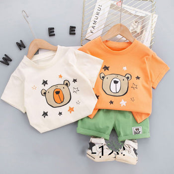 Pastel Bear T Shirt Shorts set