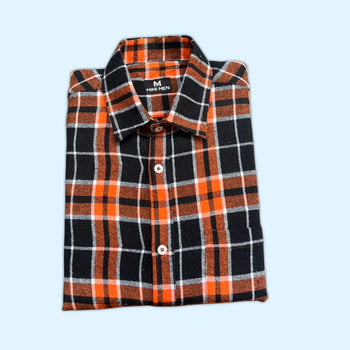 Orange Black Checks Son Shirt - (Add-on)