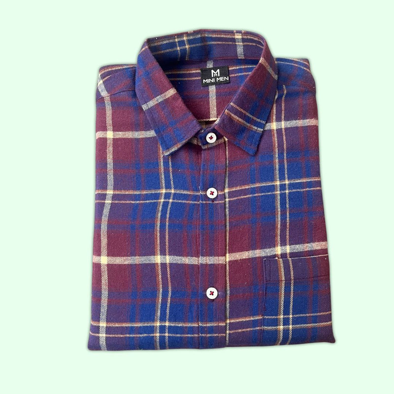 Maroon and Blue Checks Dad Twinning Shirt