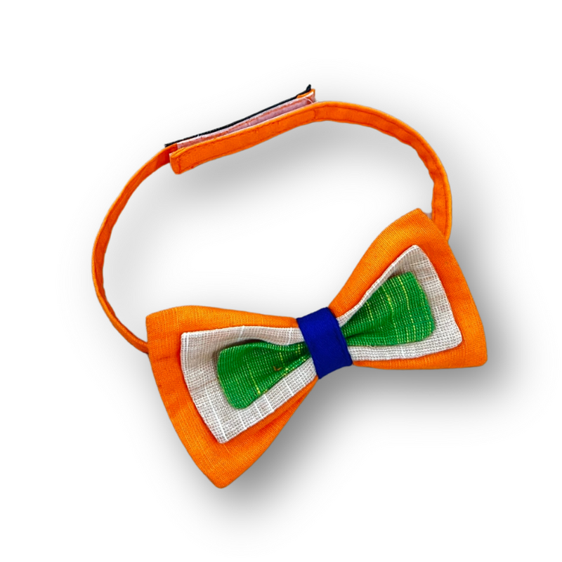 Republic Day Special Tricolor Bowtie & Orange Suspender
