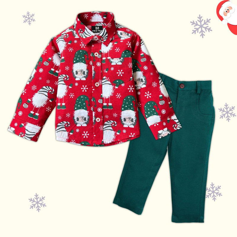 Christmas Elves Shirt & Aqua Pant - Pant Shirt Set