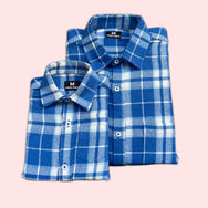 Blue Checks Dad and Son Twinning Shirts