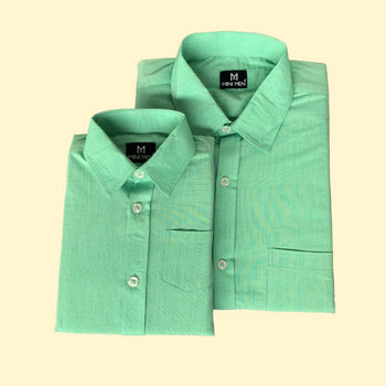 Mint Green 100% Cotton Dad n Son Twinning Shirts