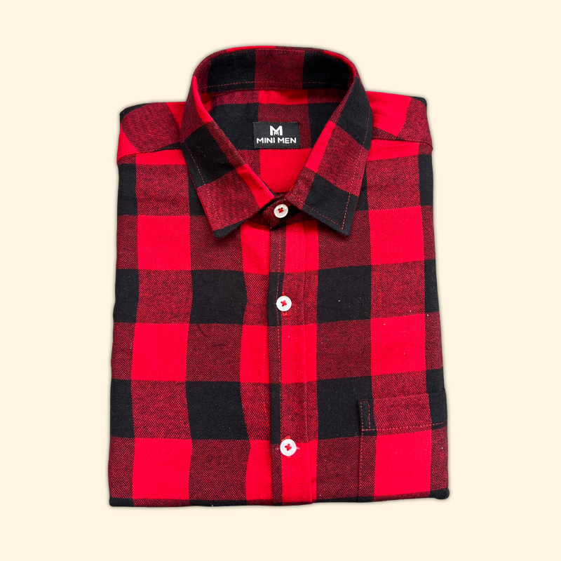 Red n Black Checks Dad Twinning Shirt