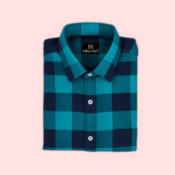 Aqua Checks Kids Shirt