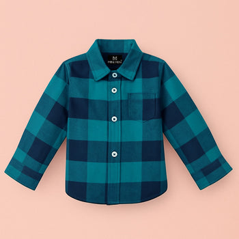 Aqua Checks Kids Shirt
