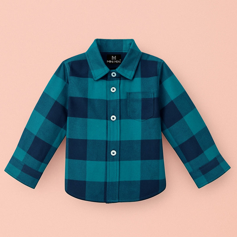 Aqua Checks Kids Shirt