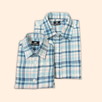 Pastel Blue Checks Dad n Son Twinning Shirts