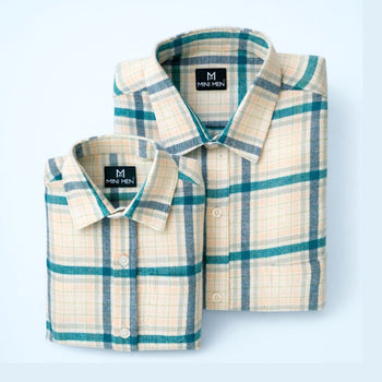 Aqua Checks Dad n Son Twinning Shirts