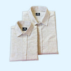 Pastel Beige Linen Blend Dad n Son Twinning Shirts