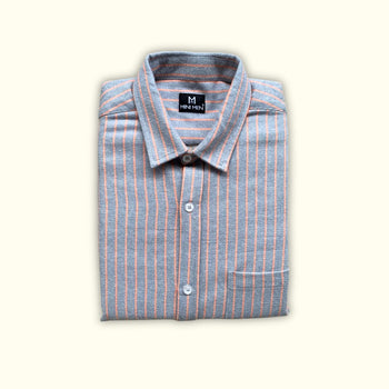 Biege Orange Stripes Dad Twinning Shirt