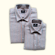 Biege Orange Stripes Dad n Son Twinning Shirts