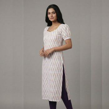 Beige Ikat - Mom Kurta