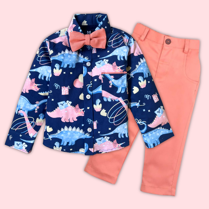 Birthday Dino & Peach Pant - Pant Shirt Set