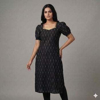 Black Ikat - Mom Kurta