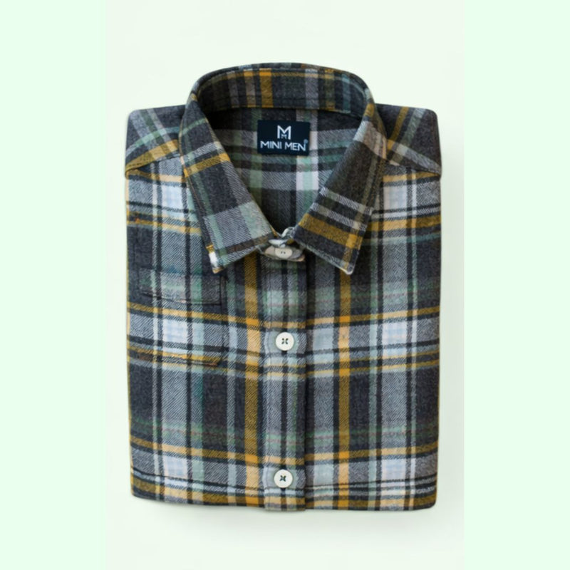 Black n Yellow Checks Dad Twinning Shirt
