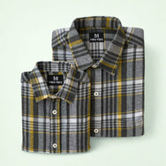 Black n Yellow Checks Dad n Son Twinning Shirts