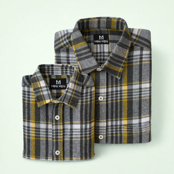 Black n Yellow Checks Dad n Son Twinning Shirts