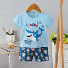 Blue Shark T Shirt Shorts Set