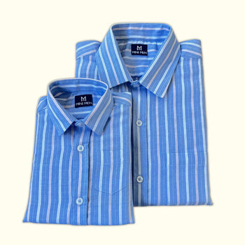 Blue Stripes Dad n Son Shirts