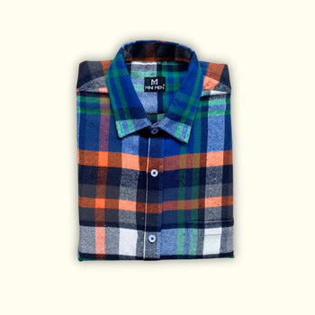 Blue orange Checks Son Shirt - (Add-on)