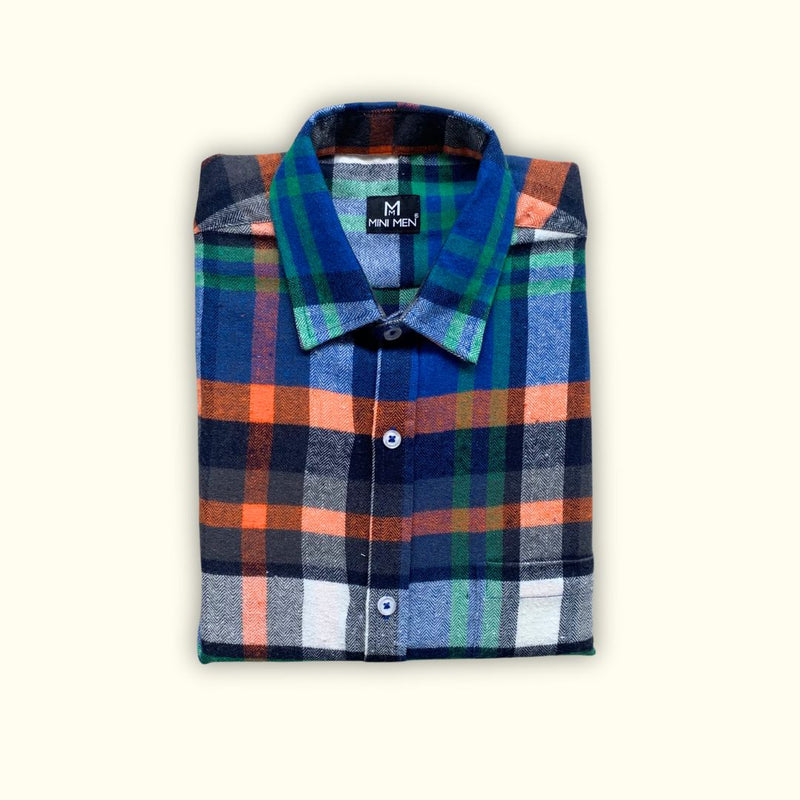 Blue orange Checks Son Shirt - (Add-on)