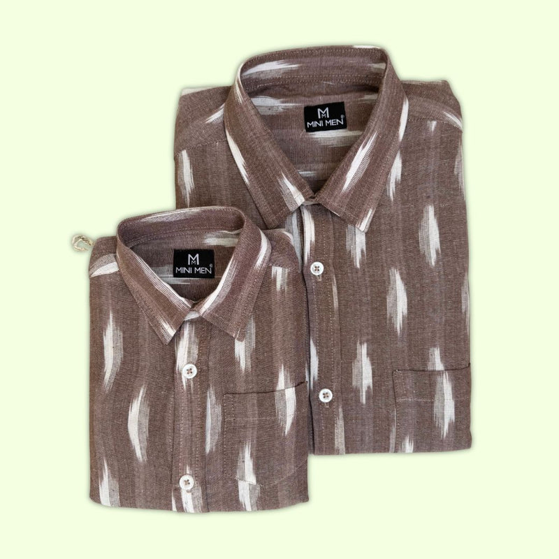 Brown Ikat Dad n Son Shirts