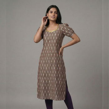 Brown Ikat - Mom Kurta