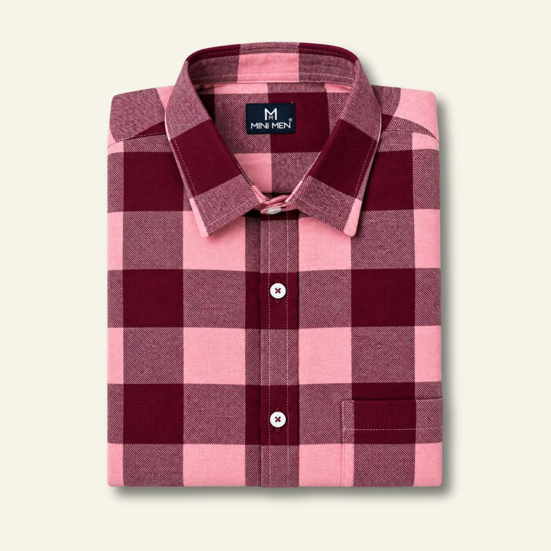 Burgundy Checks Dad Twinning Shirt