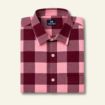 Burgundy Checks Dad n Son Twinning Shirt