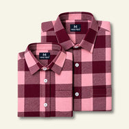 Burgundy Checks Dad n Son Twinning Shirt