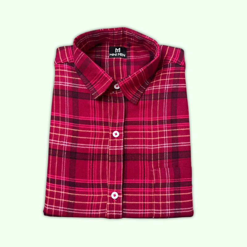 Burgundy Wine Checks Son Shirt - (Add-on)