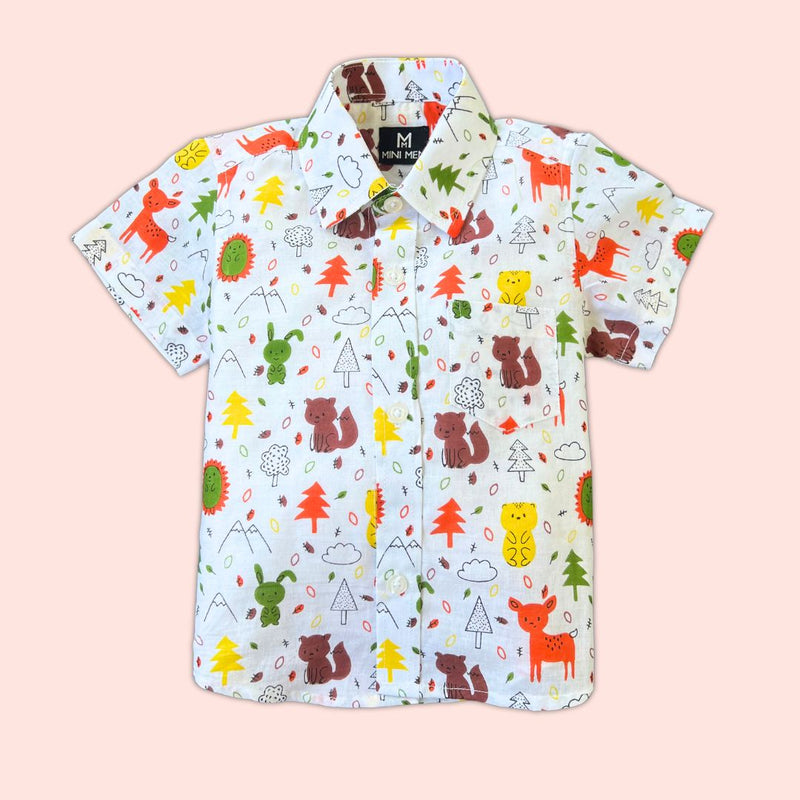 Casual Shirt - Forest Critters - 100% Cotton