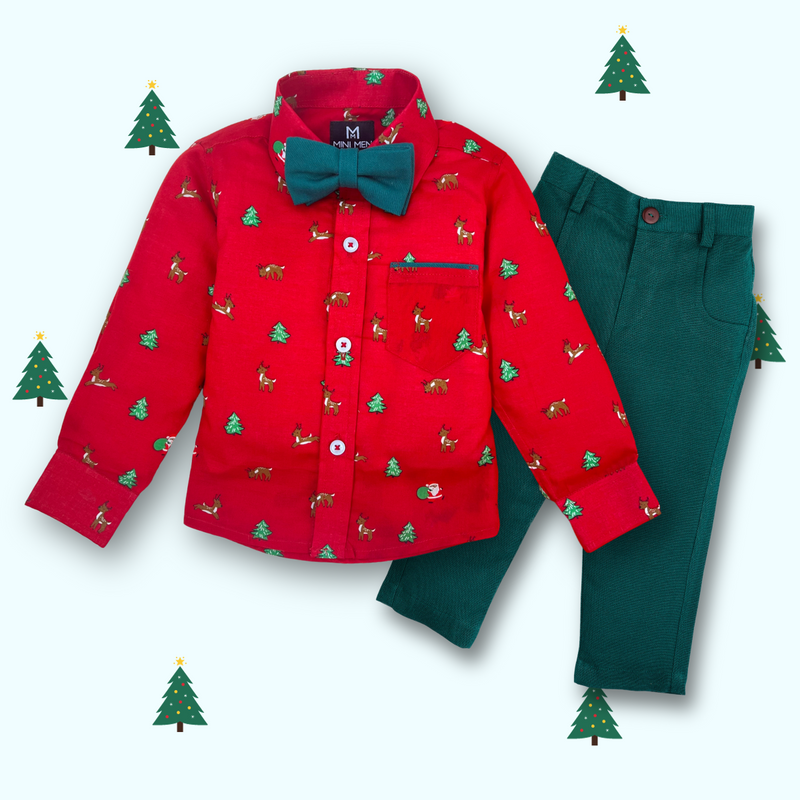Christmas Tree Shirt with Green Pant - Pant Shirt Set