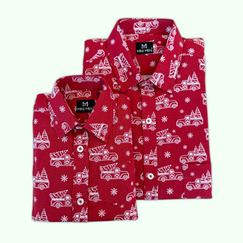 Christmas Tree Printed Dad n Son Twinning Shirts