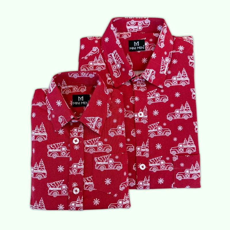 Christmas Tree Printed Dad n Son Twinning Shirts