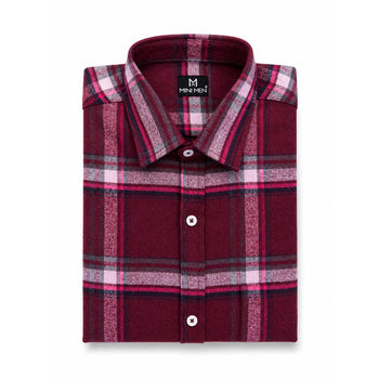 Classic Burgundy Checks Dad n Son Twinning Shirts