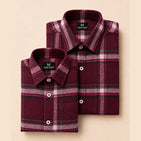 Classic Burgundy Checks Dad n Son Twinning Shirts