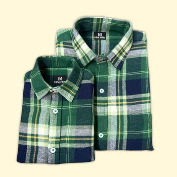 Classic Green Checks Dad n Son Shirts