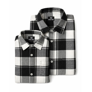 Classic Grey Checks Dad n Son Twinning Shirts