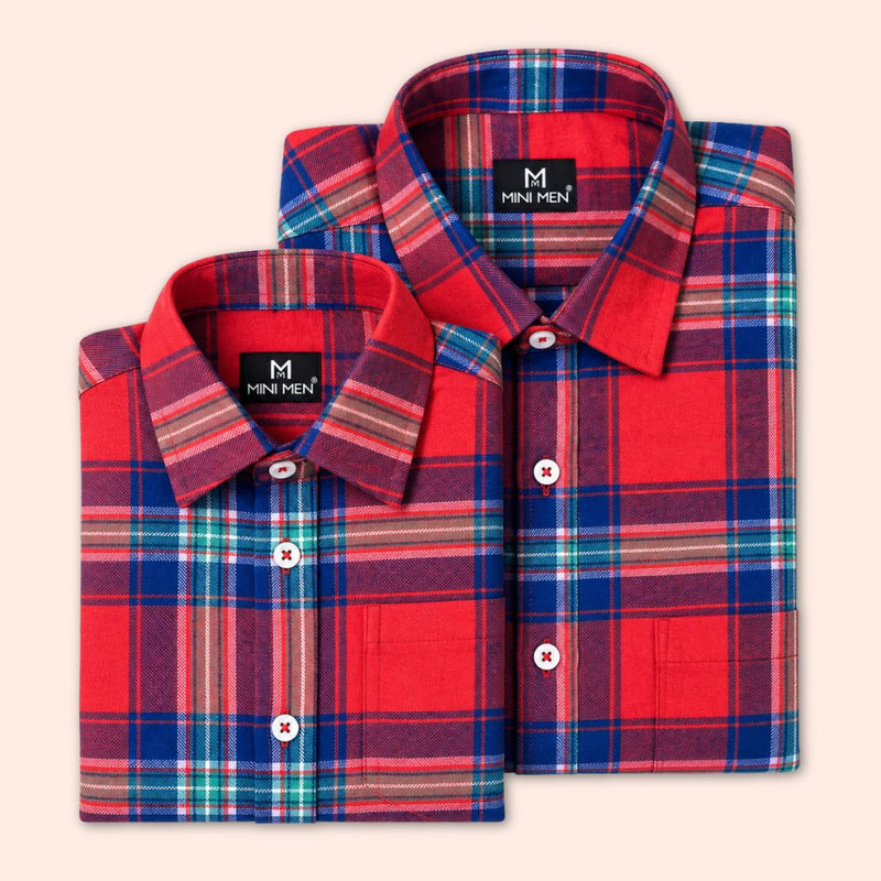 Classic Red n Blue Checks Dad n Son Twinning Shirt