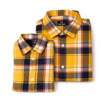Classic Yellow Checks Dad n Son Twinning Shirts