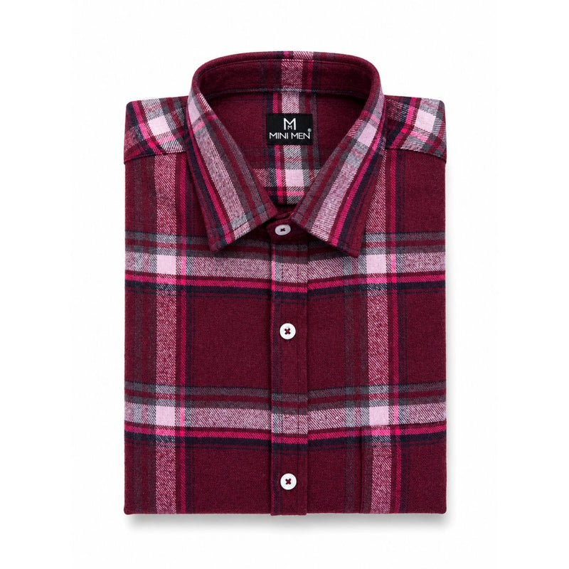Classic Burgundy Checks Dad Twinning Shirt