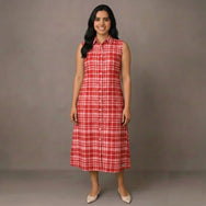 Classic Red Checks - Mom Twinning Shirt Dress