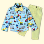 Colorful Trucks & Yellow Pant - Pant Shirt Set